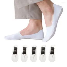 Chaussettes pour hommes Hommes No Show Coton Coupe basse Antidérapant Casual Invisible Bateau plat avec poignées de talon en silicone Été