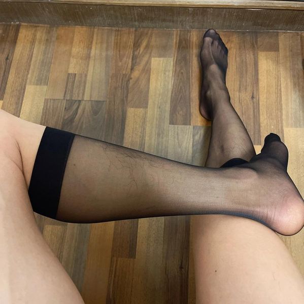 Chaussettes pour hommes Bas transparents pour hommes Sexy Sheer Ultra-mince Longue robe d'affaires élastique Voir à travers