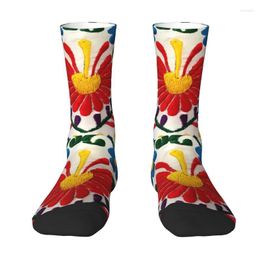 Chaussettes pour hommes fleurs mexicaines Art hommes femmes équipage unisexe mode 3D imprimé Textile robe de broderie