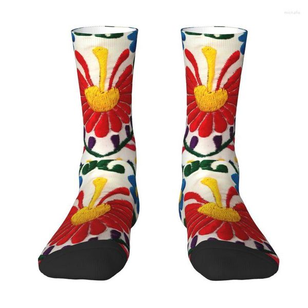 Calcetines de hombre Flores mexicanas Arte Hombres Mujeres Equipo Unisex Moda 3D Impreso Textil Bordado Vestido