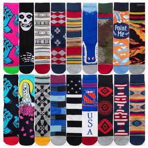 Chaussettes homme Misfits crâne hommes coton peigné Hip-hop Street Style drôle chaussette Compression Skateboard Sport Calcetines