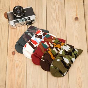 Chaussettes pour hommes mélange 5 paires Creative Camouflage Art graphique montagne hommes coton longue décontracté automne hiver en gros P043