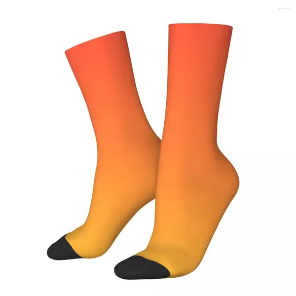 Chaussettes pour hommes modernes à la mode abstraite jaune orange couleur unie art mâle hommes femmes bas d'été hip hop