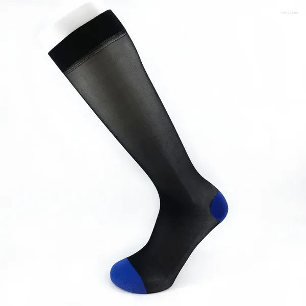 Chaussettes pour hommes Commerce extérieur de M.'s Ceinture de couleur unie de longueur moyenne avec orteils bleus Costume européen et d'affaires Stoc Bas résille