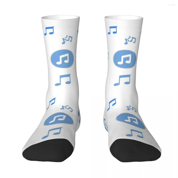 Calcetines de hombre Música Notas azules Unisex Primavera Verano Otoño Invierno A prueba de viento Happy Street Style Crazy Sock