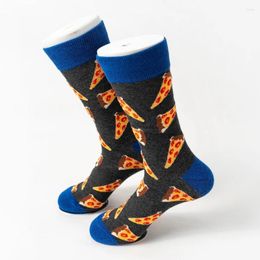 Chaussettes masculines Myore 1 paire de pizza à pizza à pizza bleue tendance mode à mi-tube