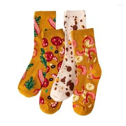 Chaussettes pour hommes Myored 12 paires de pizza dessin animé mignon coton mi-tube automne et hiver tendance de la mode net rouge