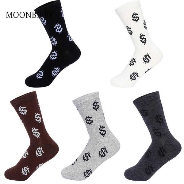 Calcetines para hombres Nueva primavera Novedad Calcetines largos para hombres Harajuku Money Dollar Calcetines estampados en 3D Calcetín divertido de dibujos animados Algodón puro para hombres T221011