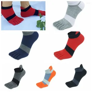 Chaussettes masculines sans spectacle cinq doigts Fashion confortable Sports hommes rayés couleurs vives