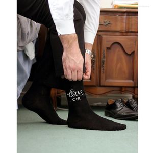 Chaussettes homme roman peigné hommes avec initiales lettres drôles personnalisées pour mari garçon d'honneur marié petit ami anniversaire cadeau idéal