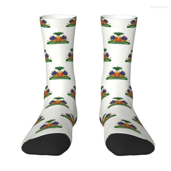 Calcetines para hombre Novedad Hombre Haiti Escudo de armas Vestido Unisex Cómodo Cálido Estampado 3D Haitian Proud Crew