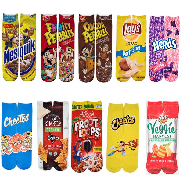 Chaussettes Homme Nouveauté Unisexe 3D Chips Nourriture 40cm Bas Personnalisé pour