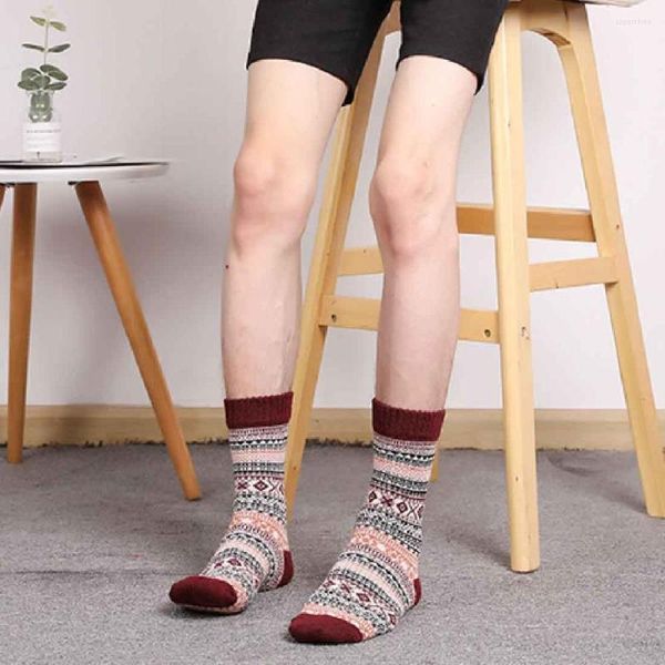 Chaussettes pour hommes NUO HUANG hiver chaud loisirs mode motifs colorés bas en coton laine rétro Totem série de motifs