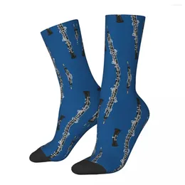 Chaussettes masculines hautbois sur les bas de la sueur Blue Harajuku Absorbant toute la saison Accessoires pour le cadeau d'anniversaire unisexe