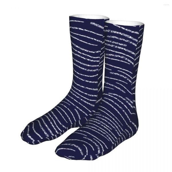 Calcetines para hombres Océano Azul Blanco Ondulado Rayas Hombres Mujeres Moda Alta Calidad Primavera Verano Otoño Invierno Regalos