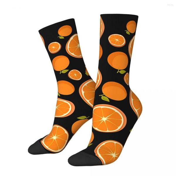 Chaussettes pour hommes Oranges Happy Retro Fruits Food Street Style Casual Crew Sock Gift Pattern Printed