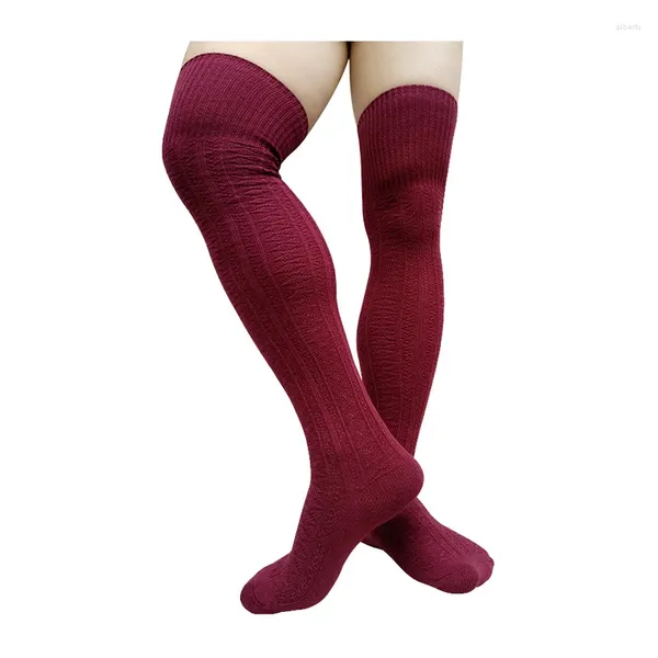 Chaussettes pour hommes sur le genou hommes hiver cuisse haute thermique robe chaude costume tuyau formel mâle bas mode tricoté