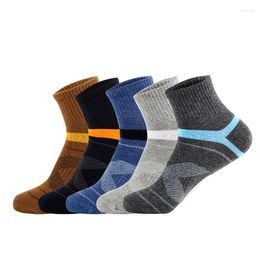 Chaussettes pour hommes Pack de 3 coton à motif en forme de Y pour hommes Sports de plein air Instep Mesh Basketball Crew Designer