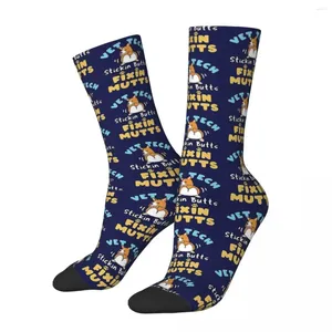 Chaussettes pour hommes Paramedic Vet Tech Stickin' Butts And Fixin' Mutts Hommes Femmes Coupe-Vent Nouveauté Printemps Été Automne Hiver Bas Cadeau