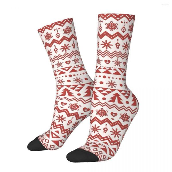 Calcetines para hombre Patrón Navidad Amor Rojo Etnic Feliz Año Cordón Bolsa de viaje Mochila con estampado 3D Niño Niñas Media pantorrilla