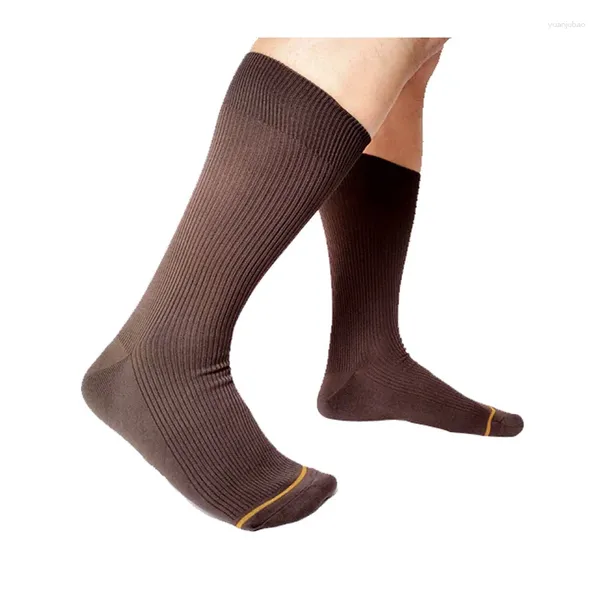 Chaussettes pour hommes PEAJOA Marque Style Hommes Robe Costume Ligne Dorée Toe Sexy Coton Messieurs Haute Qualité Élastique Mâle