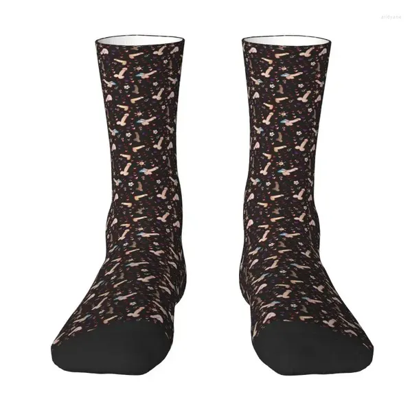 Calcetines para hombres Penes Divertido Patrón de estampado de dibujos animados Vestido Hombres Mujeres Cálido Novedad Equipo