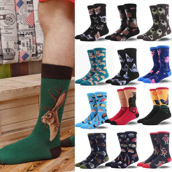 Chaussettes pour hommes Peonfly 45 couleurs Pizza Sushi Alien Hommes Chaussettes Mode Mignon Coréen Harajuku Dessin Animé Drôle Femmes Heureux Coton Cool Milieu T221011