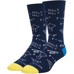 Chaussettes pour hommes Peonfly automne hiver coloré hommes coton drôle mathématiques motif géométrique bonne mode nouveauté Calcetines