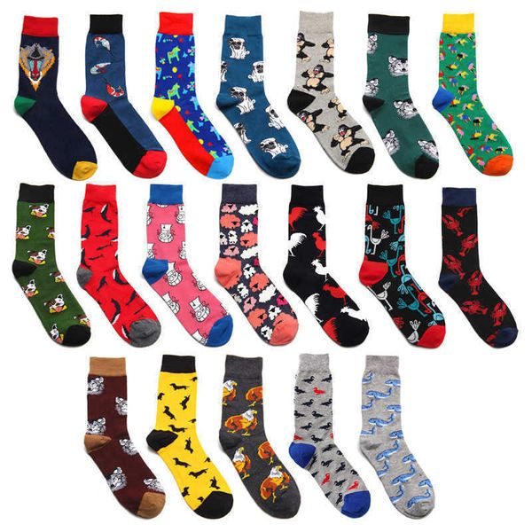 Chaussettes pour hommes Peonfly dessin animé chien poulet mouton homard Whaorful hommes chaussettes drôle heureux hip-hop Harajuku rue mâle décontracté coton chaussette T221011