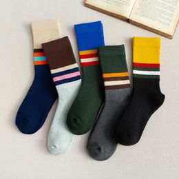 Chaussettes de sport en coton Peonfly pour hommes, Compression respirante, longues, été et hiver, rayures colorées, Style Harajuku, cadeaux pour hommes