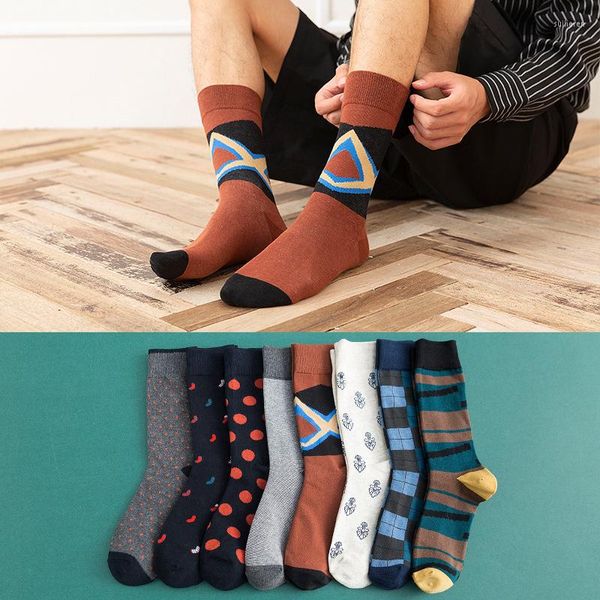 Chaussettes pour hommes Peonfly Happy Mens Femmes Treillis Moustache Stripe Nouveauté Chaussette Coton Peigné Drôle Hommes Grande Taille Crew