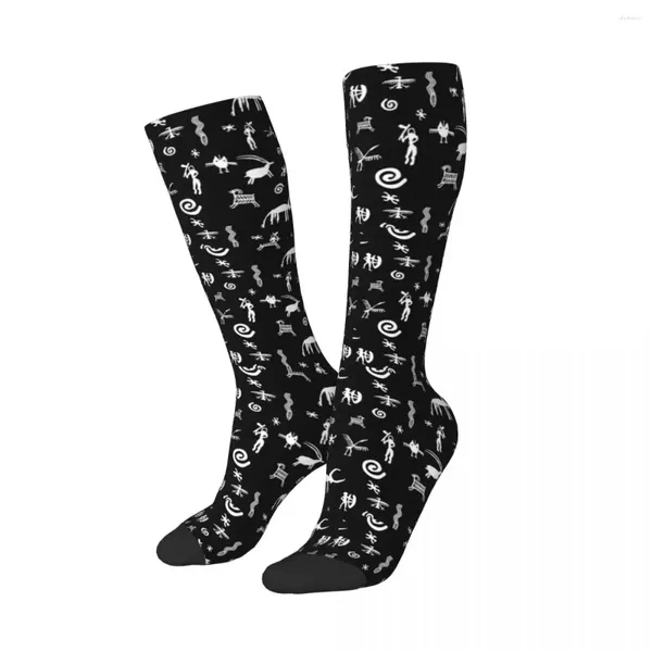 Chaussettes masculines Petroglyph Modèle noir Kokopelli Hopi Sports 3D Print Boy Girls Mid-Calf in Tube