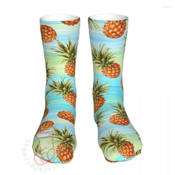 Calcetines para hombres piña fruta azul rayas verdes para hombres moda de alta calidad durante todo el año regalo