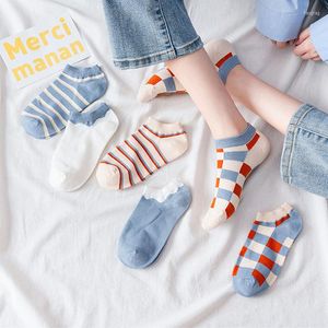 Heren sokken plaid sok voor man korte volwassen kawaii mannen dunne sox zoete sportieve katoenen lente zomer vrouwelijke trendy calcetines