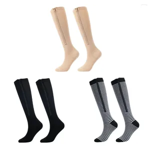 Calcetines para hombre talla grande XXL compresión cremallera alivio del dolor venas varicosas deportes de ciclismo color piel al por mayor