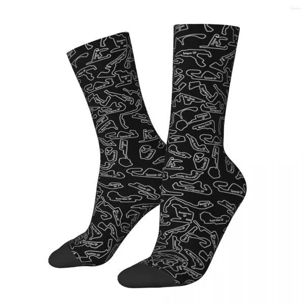 Chaussettes de chaussettes masculines Tracks Shapes - Circuits internationaux Harajuku Sweat Absorbing Stockings All Season Long Accessoires
