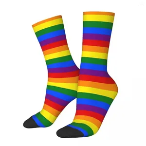 Chaussettes pour hommes Rainbow Pride Flag Mâle Hommes Femmes Automne Bas Harajuku