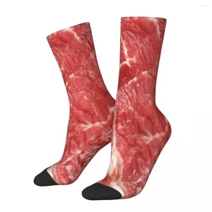 Chaussettes pour hommes steak de viande crue Bœuf graphiste hommes femmes femme extérieur nouveauté printemps d'automne d'hiver Stockings Gift