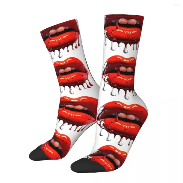 Chaussettes pour hommes Red Art Sexy Lip Mâle Hommes Femmes Bas d'hiver Polyester