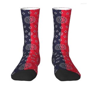 Herensokken Red Blue Bandanna Paisley Style Mens Crew Unisex Fashion Spring Summer Herfst Winterjurk