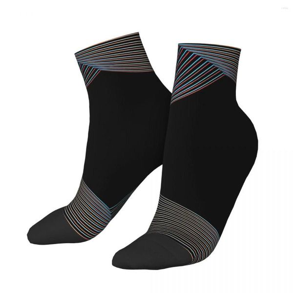 Chaussettes pour hommes rouge bleu barre cheville 3D Vortex Illusion unisexe nouveauté sans couture imprimé fou bas chaussette cadeau