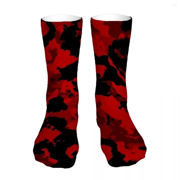 Chaussettes pour hommes motif de camouflage rouge personnalisé mode polyester vacances fête de famille hiver mi-longueur pour petit ami