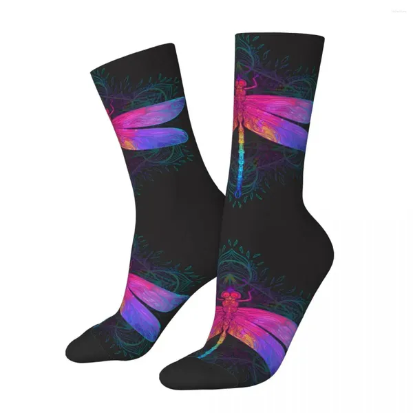 Chaussettes pour hommes rétro libellule rêves unisexe nouveauté sans couture imprimé Crazy Crew chaussette cadeau