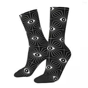 Calcetines de hombre Retro ojos eléctricos patrón de ojos blanco y negro Unisex estampado Harajuku Crazy Crew calcetín regalo