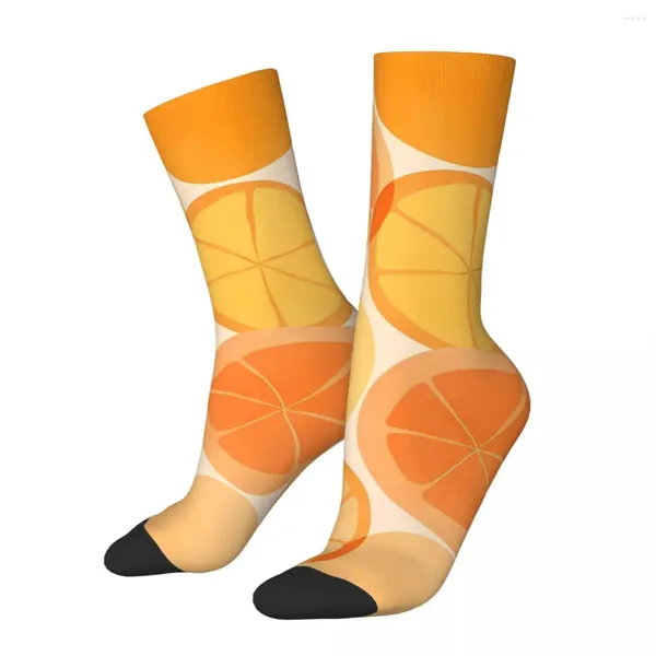 Chaussettes masculines rétro oranges ensoleillées fruits tropicaux unisexe motif harajuku