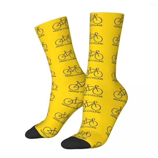 Chaussettes pour hommes Cyclisme sur route Vélo jaune Andy Warhol Imprimé Vélo Mâle Hommes Femmes Bas d'été Polyester