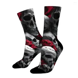 Herensokken Rose Skulls Street Arts Straight Male Mens Women Women Summer Kousen Polyester bedrukt