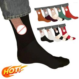 Vente de chaussettes pour hommes montrer un pénis drôle pour les hommes cadeau de Noël nouveauté chaussette blague exposée impression de farce