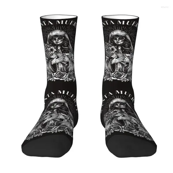 Chaussettes masculines Santa Muerte Sugar Skull Déité féminine Satanique mort mexicaine robe hommes femmes chaleur drôle