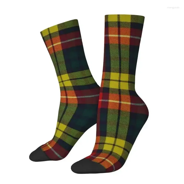 Calcetines para hombre Escocia Clanes Buchanan Tartan Plaid Mens Crew Unisex Diversión Primavera Verano Otoño Invierno Vestido